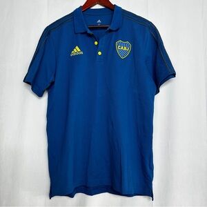 Adidas Boca DNA Polo Soccer Short Sleeve 2024 Blue Collared Sports Men’s
